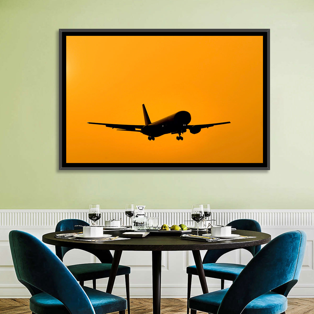 Golden Hour Airliner Silhouette Wall Art