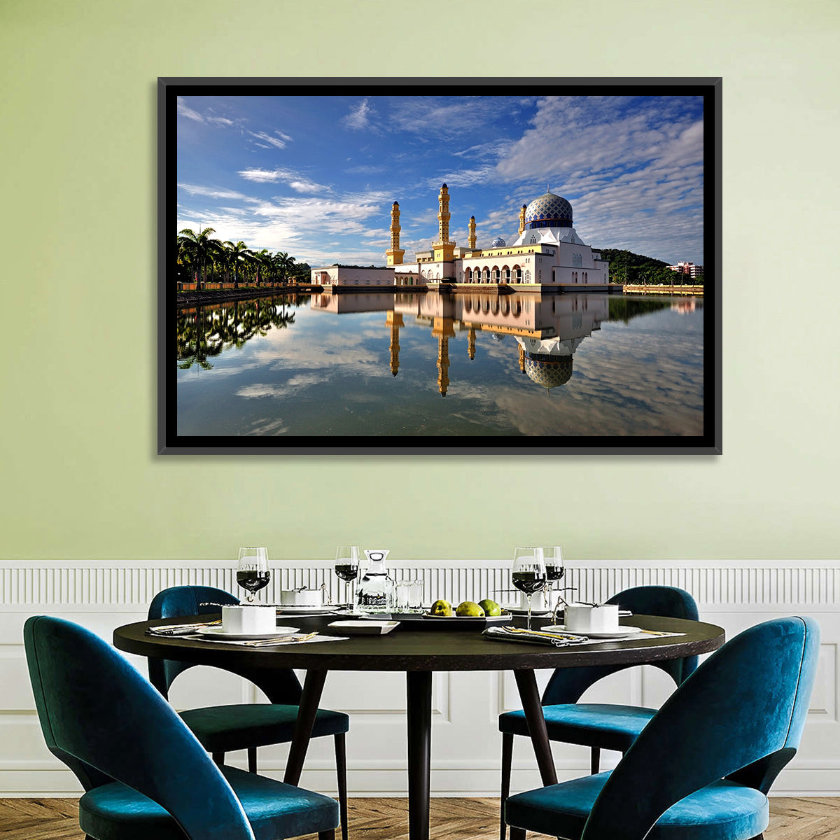 Kota Kinabalu City Mosque Wall Art in a room, landscape