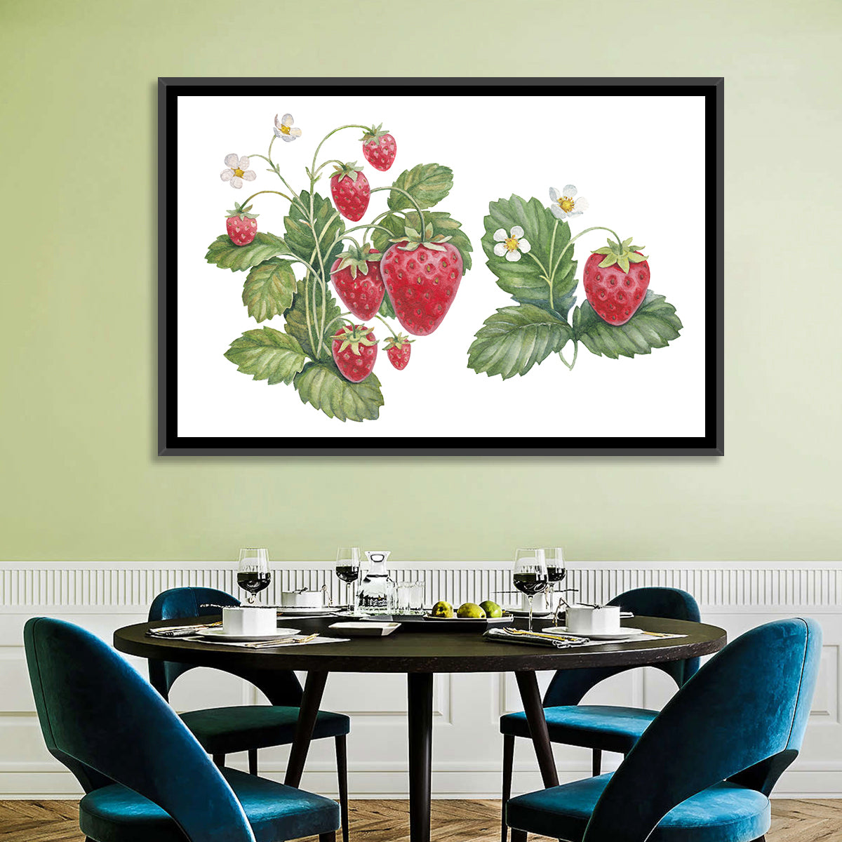 Fresh Strawberry Botanical Illustration Wall Art
