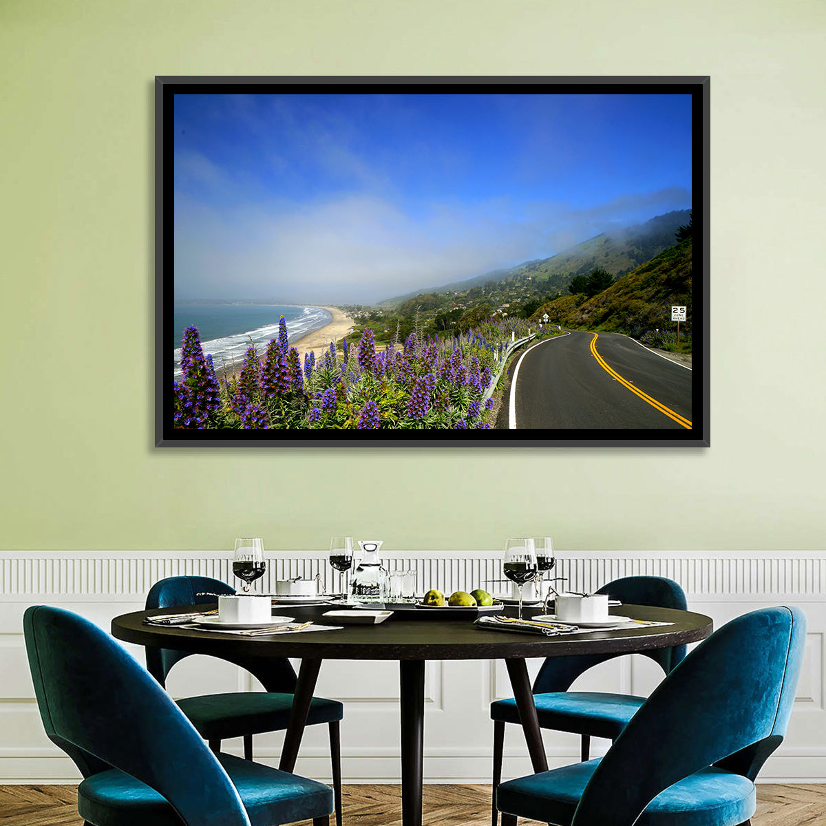 Big Sur Coastal Road Wall Art in a room, landscape