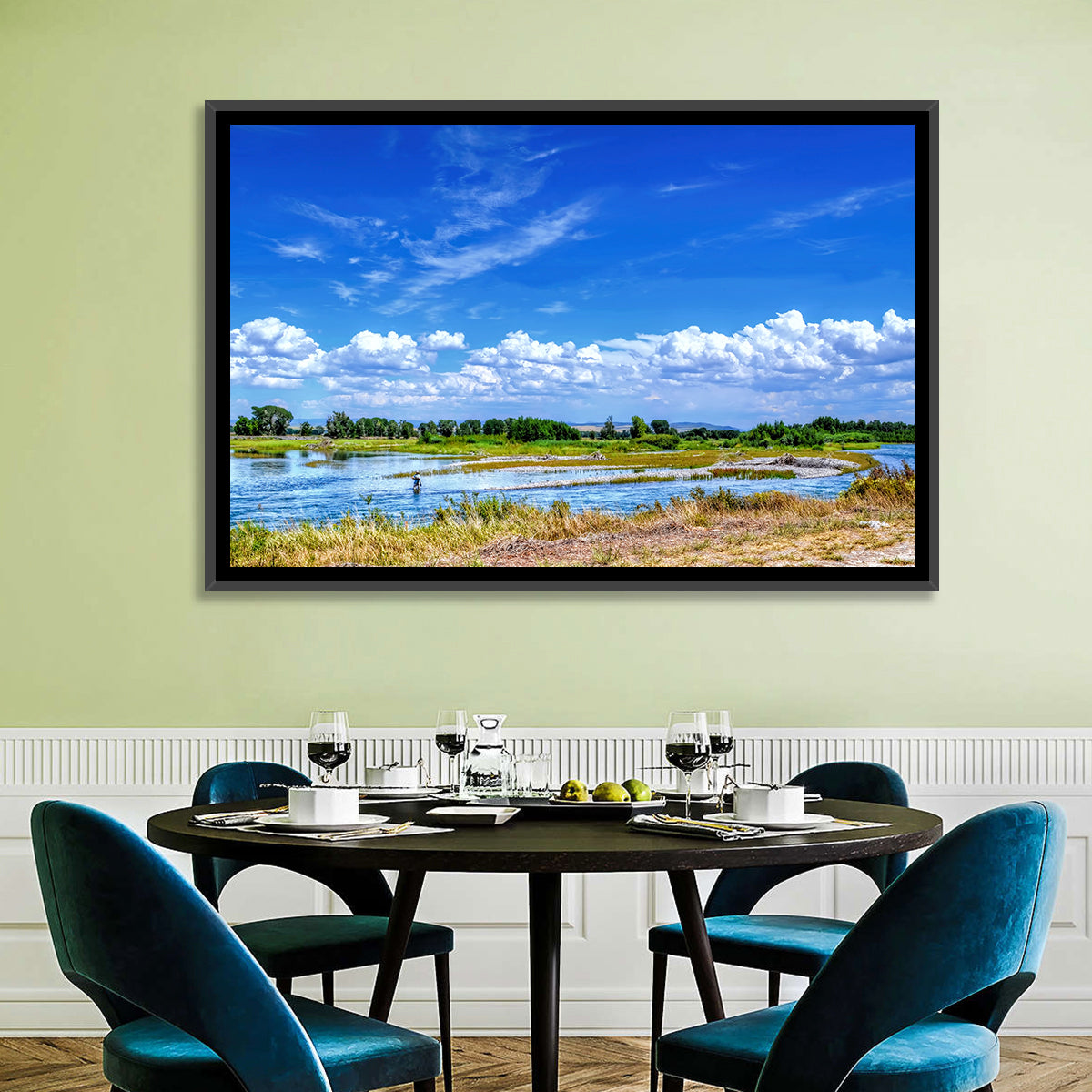 Snake River Fly Fishing, Idaho Wall Art in a room, landscape