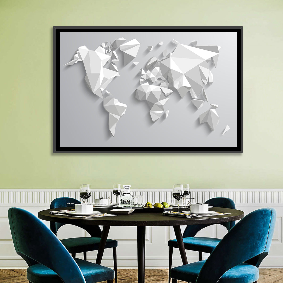 Faceted Triangular World Map Wall Art