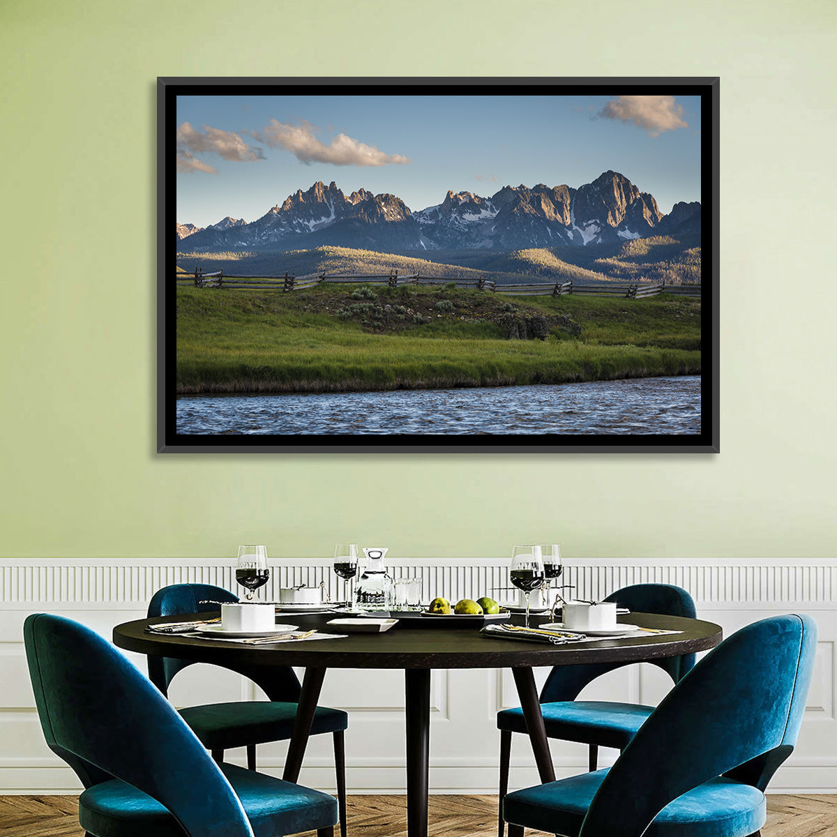 Sawtooth Mountains, Idaho Wall Art in a room, landscape