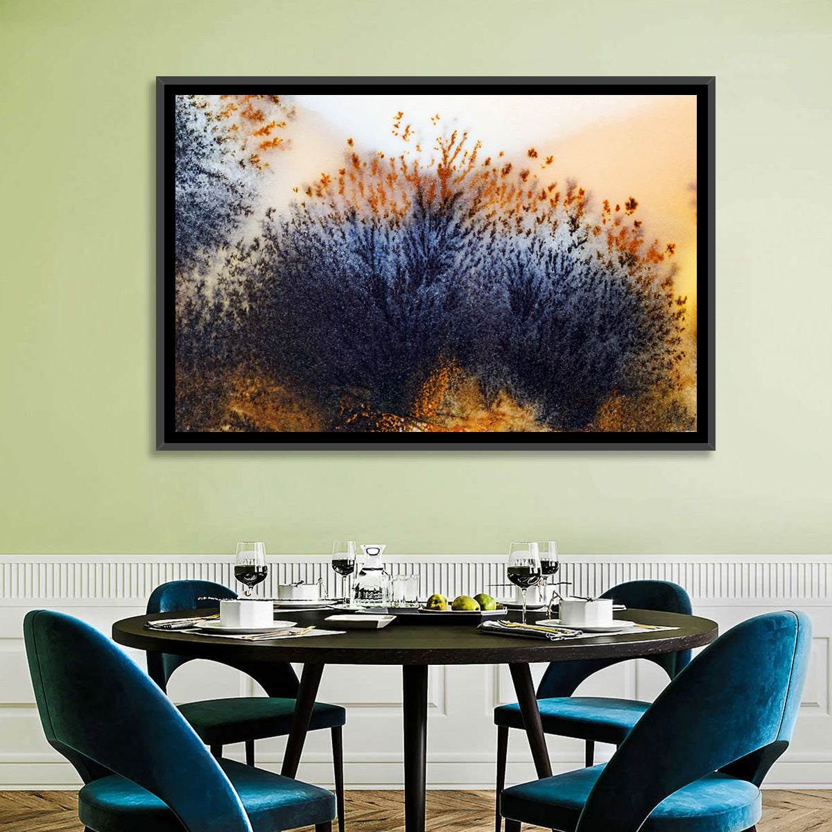 Moss Agate Study Wall Art in a room, landscape