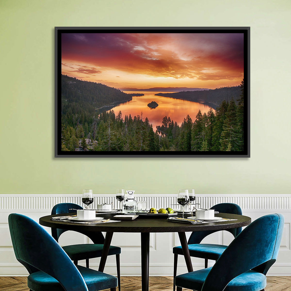 Emerald Bay Sunrise, Lake Tahoe Wall Art in a room, landscape