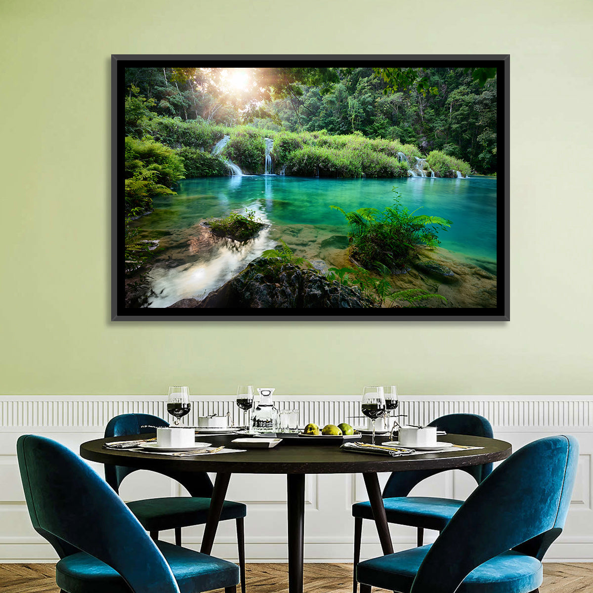 Semuc Champey Turquoise Pools Wall Art in a room, landscape