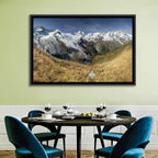 Crisp Alpine Valley with Snow-capped Peaks Wall Art