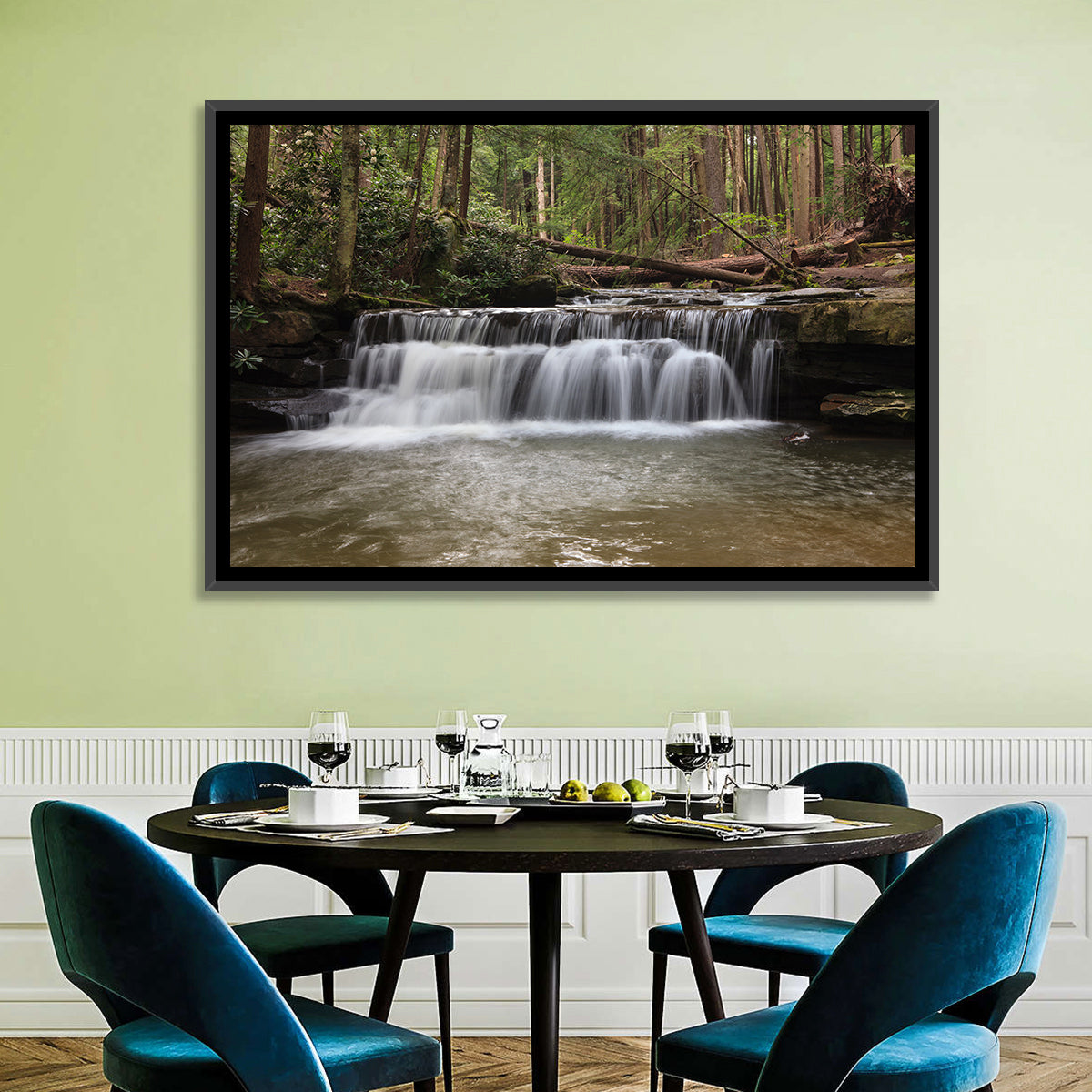 Tolliver Waterfall Wall Art in a room, landscape