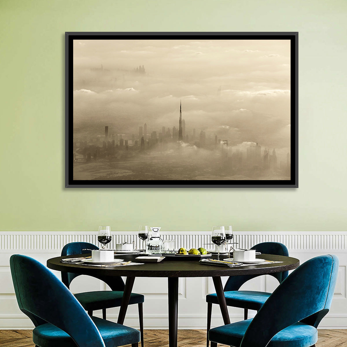 Dubai Haze Over Burj Khalifa Wall Art