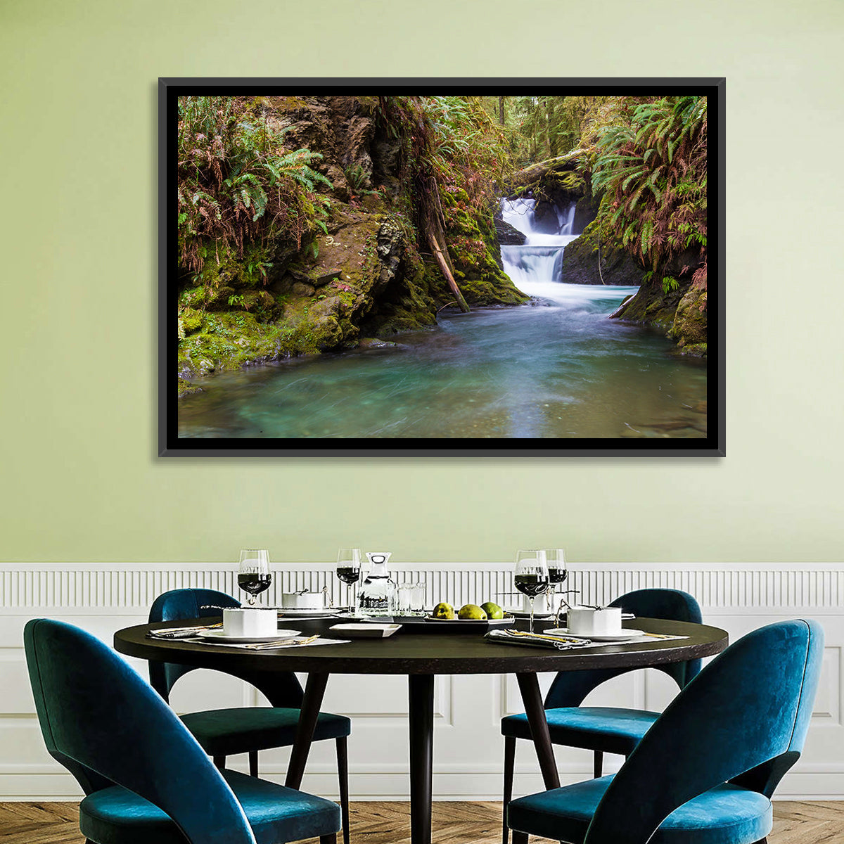 Willaby Creek Waterfall Wall Art in a room, landscape