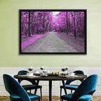Magenta Autumn Forest Road Wall Art