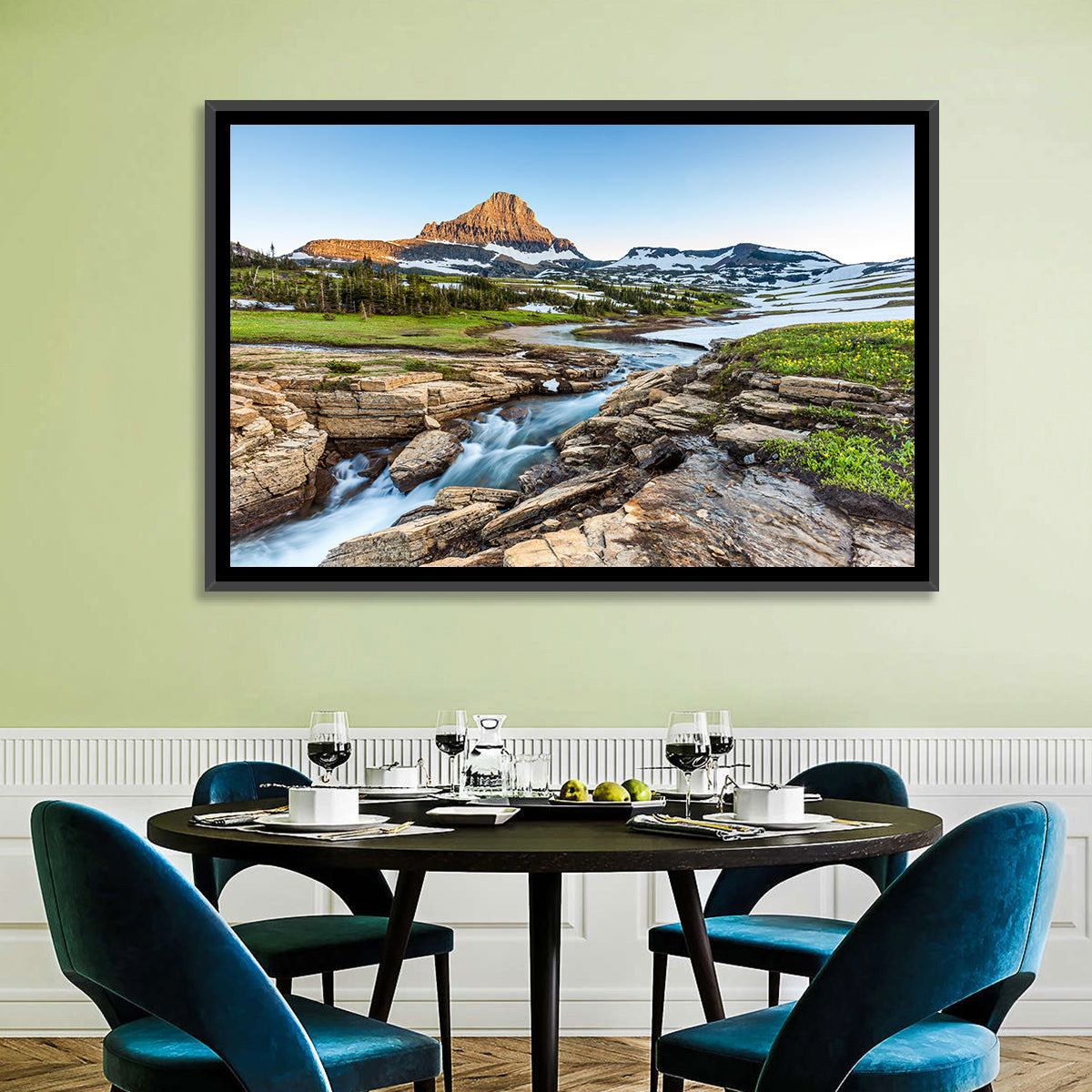 Logan Pass Golden Hour Wall Art in a room, landscape