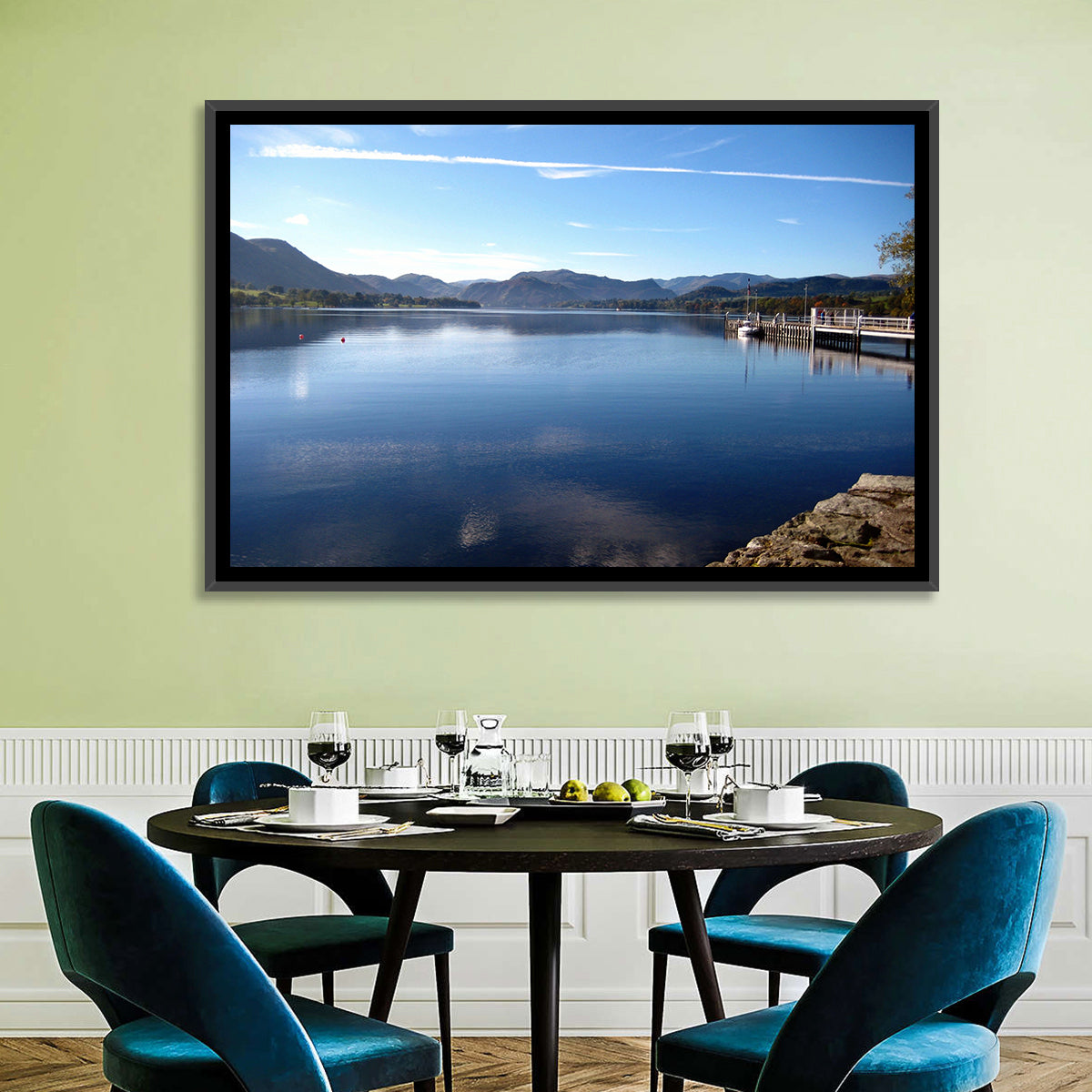 Lake Ullswater Pier Wall Art in a room, landscape
