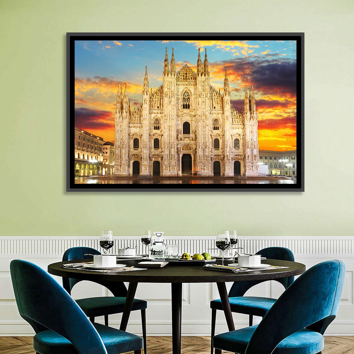 Milan Duomo at Sunset Wall Art in a room, landscape