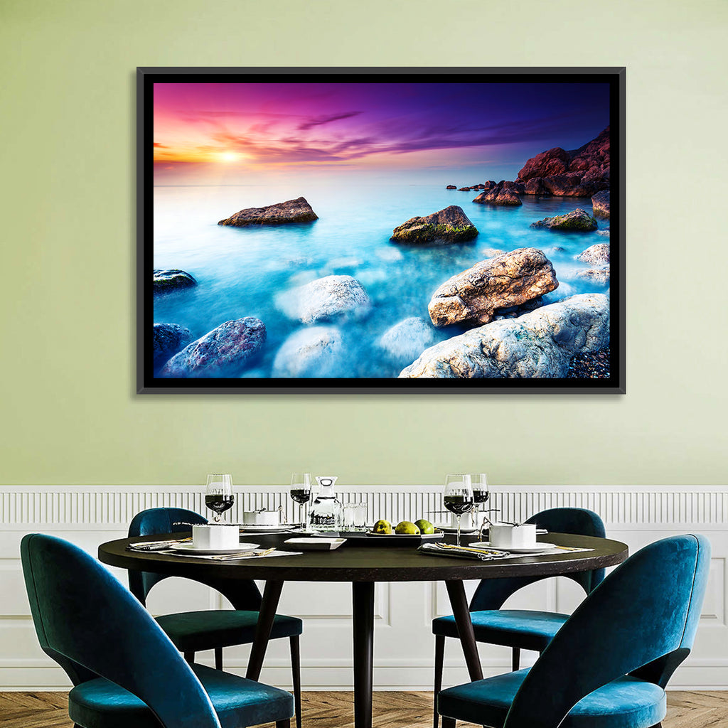 Rocky Beach Sunset Wall Art