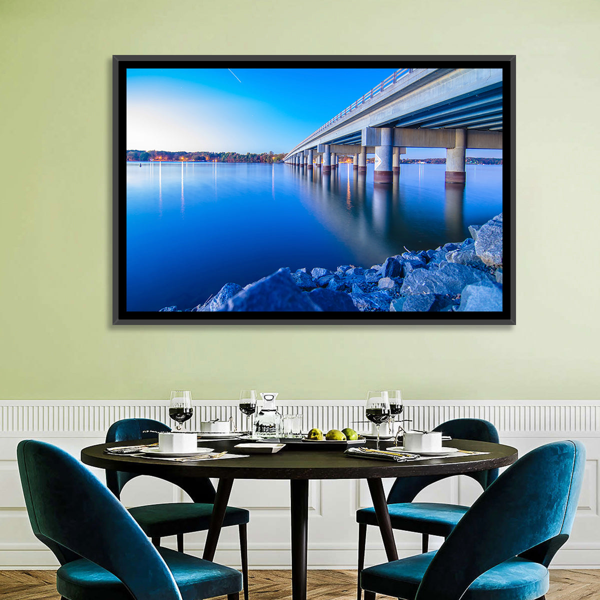 Lake Wylie Bridge at Twilight Wall Art