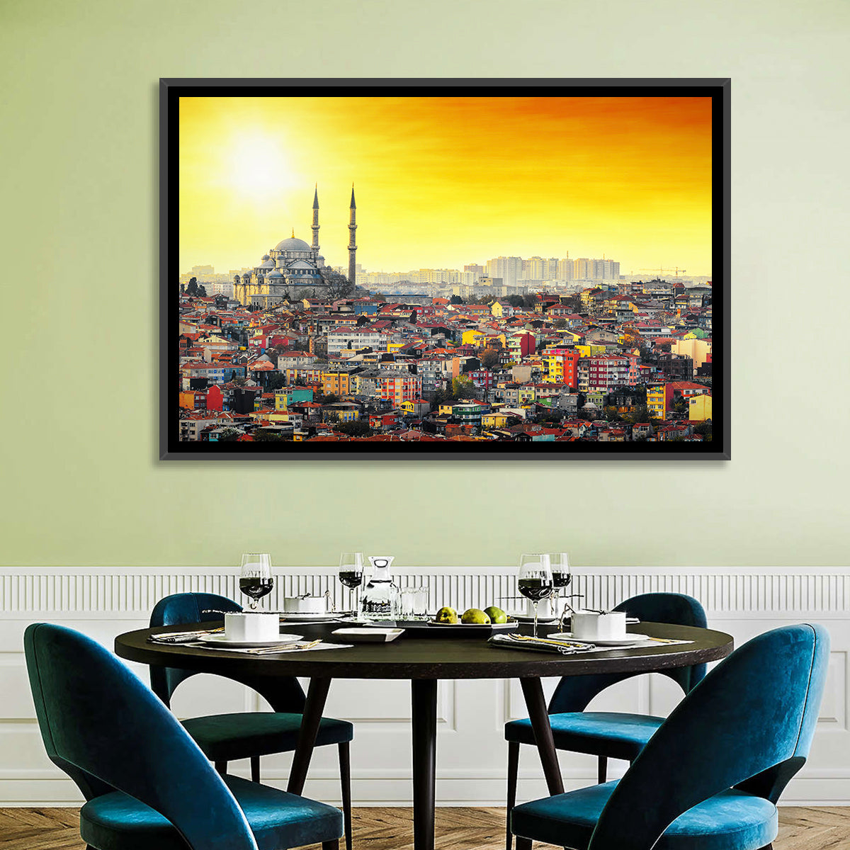 Fatih Mosque at Sunset Wall Art in a room, landscape