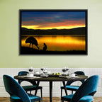 Kangaroo and Emu at Lake Sunset Wall Art