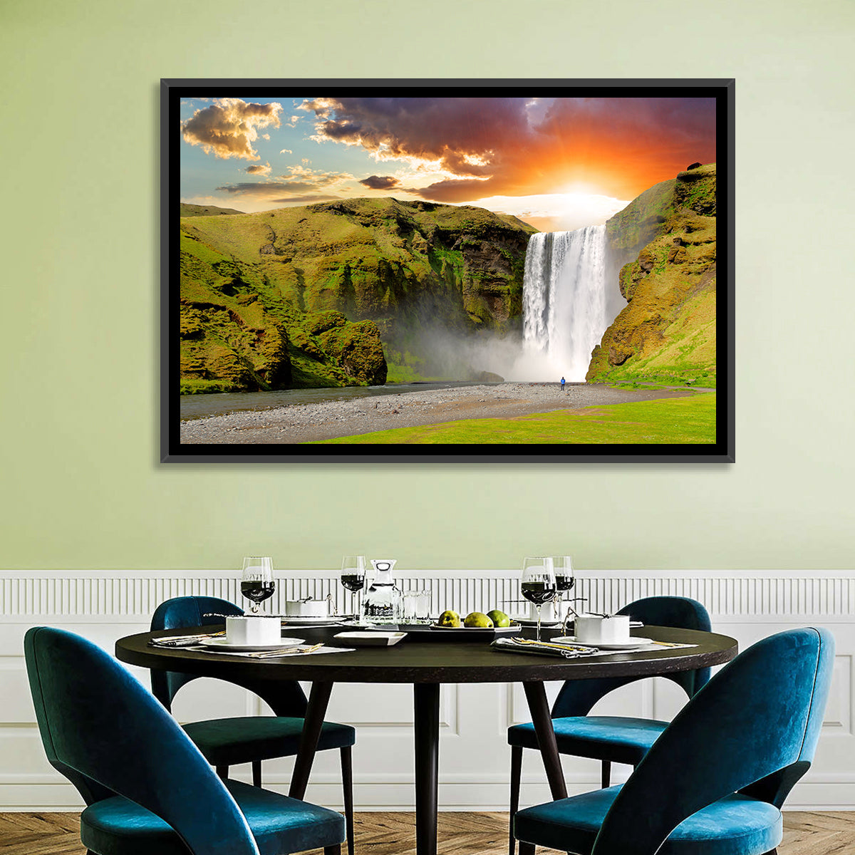 Skógafoss at Sunset Wall Art