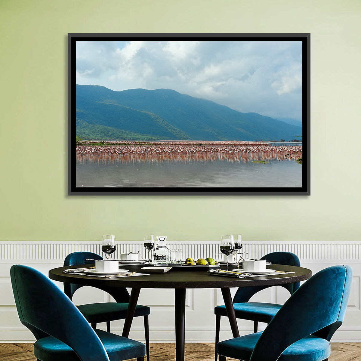 Flock of Flamingos at Lake Bogoria Wall Art