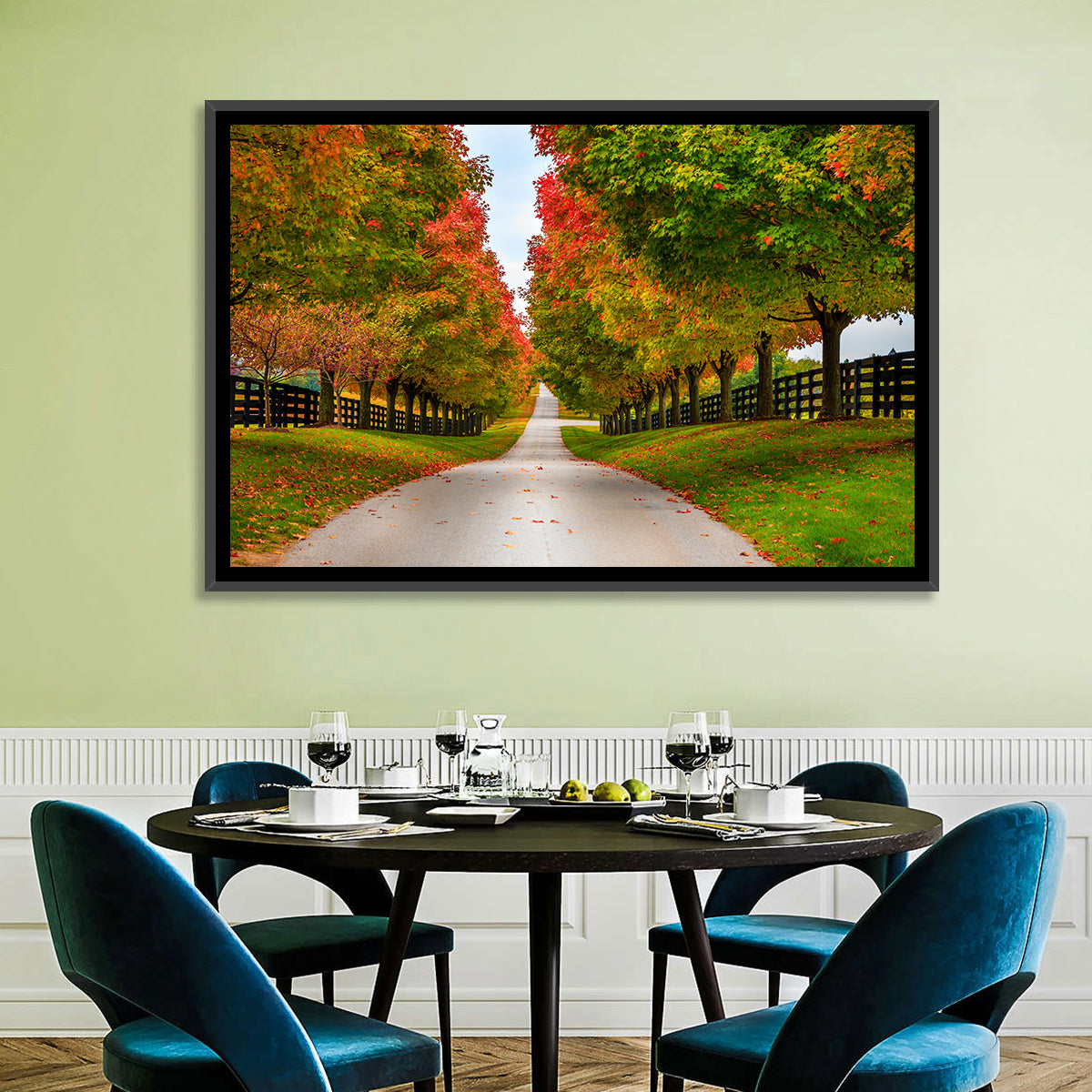 Tree-lined Farm Lane, Kentucky Wall Art in a room, landscape