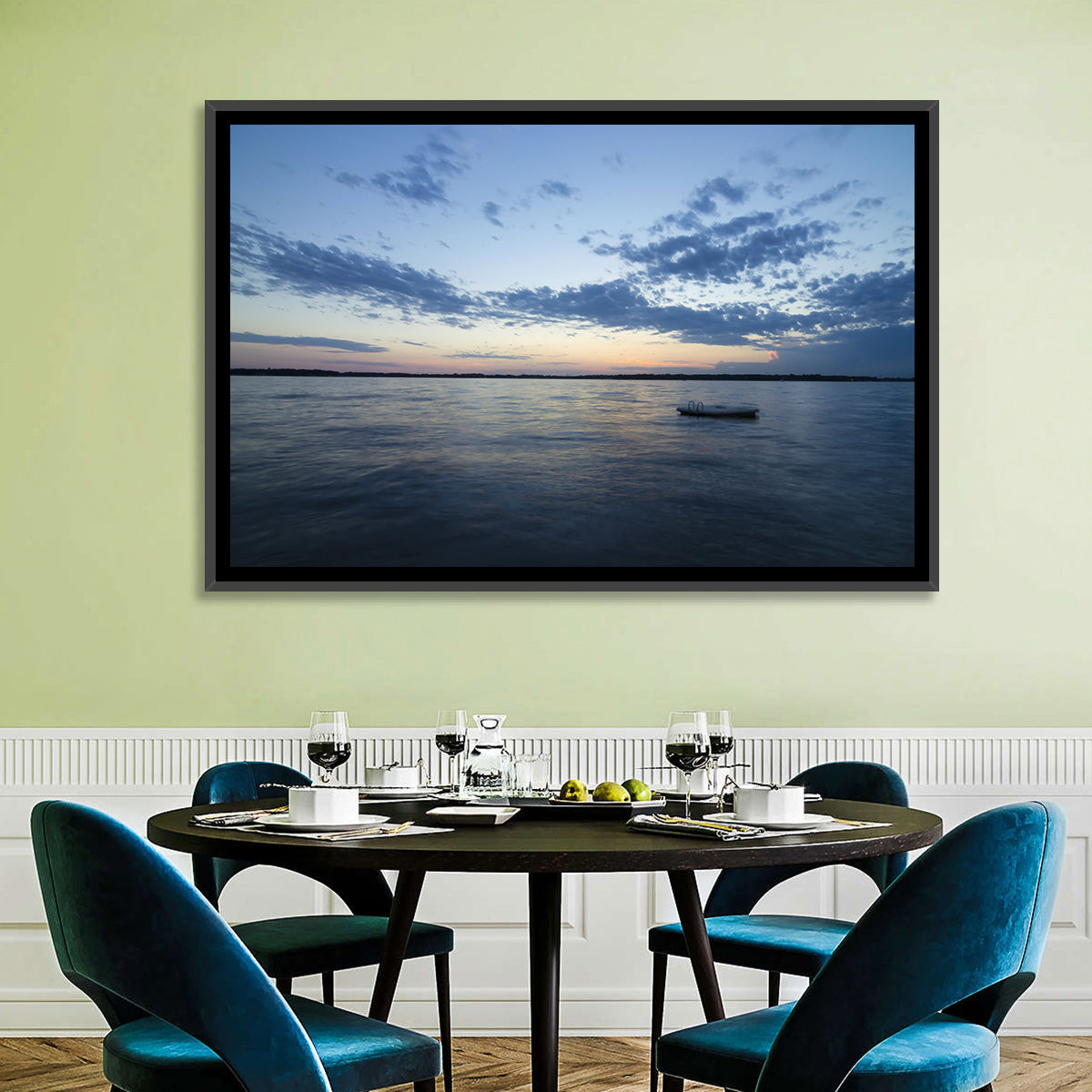 Lake Okoboji at Twilight Wall Art in a room, landscape