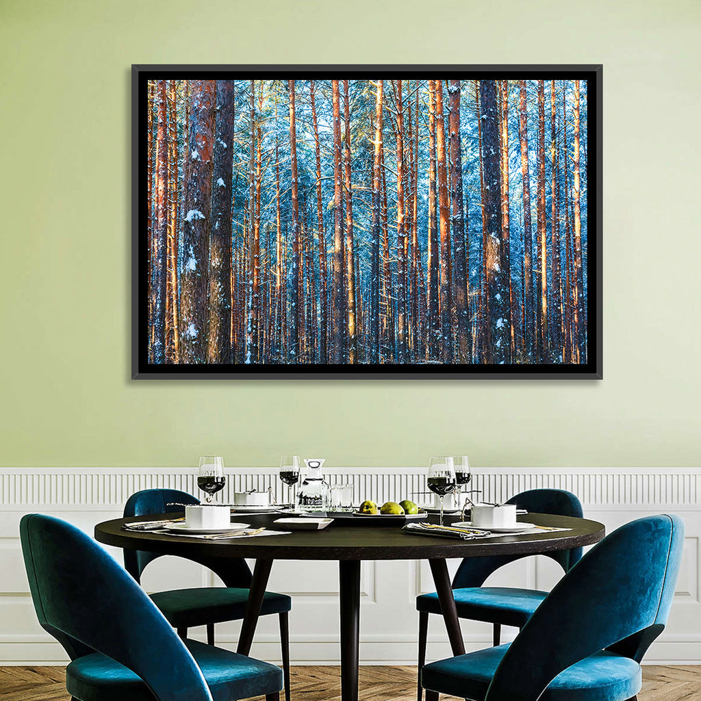 Golden Hour Winter Pine Forest Wall Art