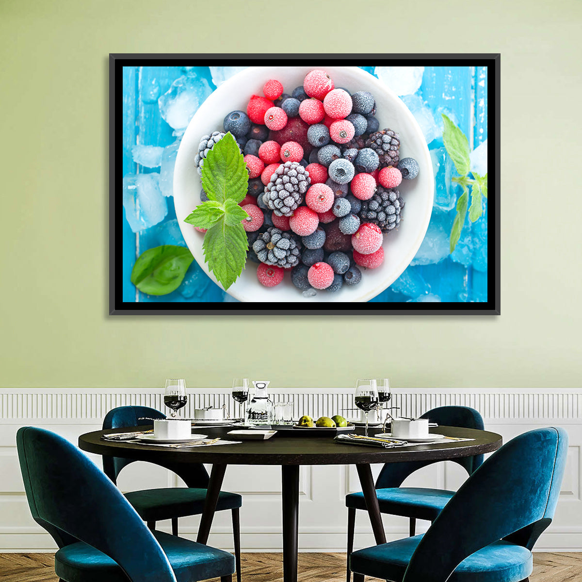 Frozen Berry Bowl Wall Art in a room, landscape