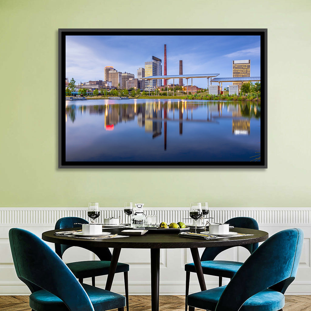 Birmingham Skyline Reflection at Twilight Wall Art