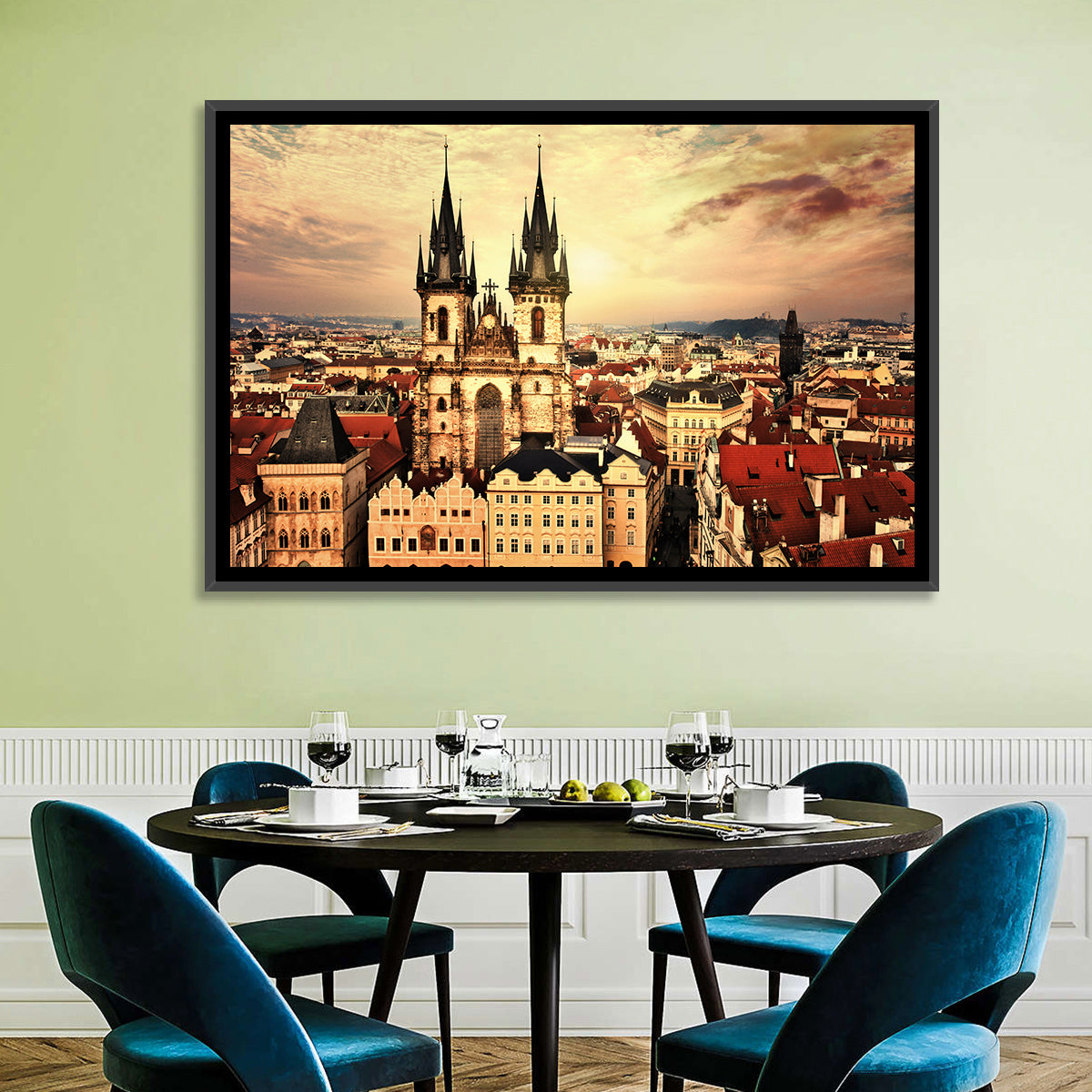 Prague Old Town Skyline at Golden Hour Wall Art