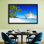 Cruise Ship Beside Tropical Beach Wall Art