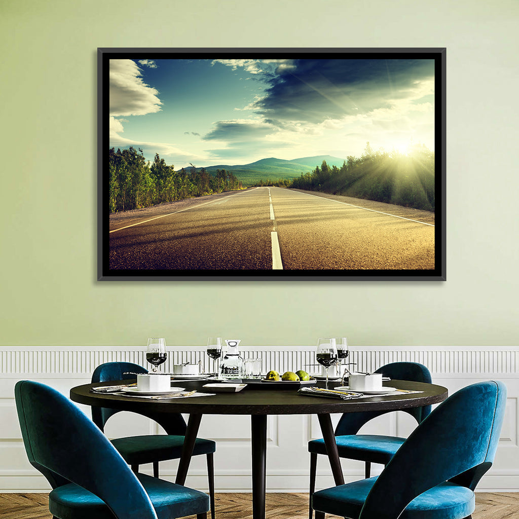 Sunlit Asphalt Road Wall Art