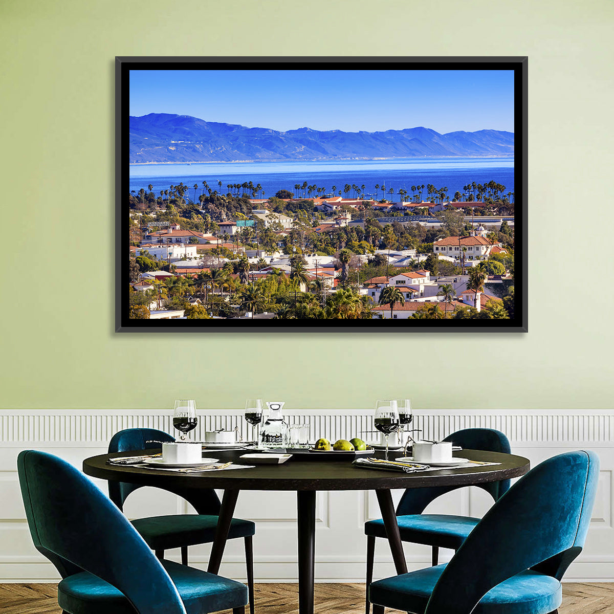 Santa Barbara Waterfront View Wall Art in a room, landscape