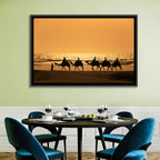 Camel Caravan Silhouette on Wet Sand Wall Art