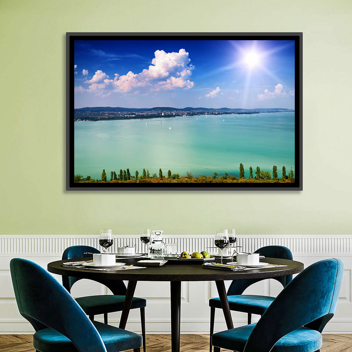 Tihany View Lake Balaton Wall Art in a room, landscape