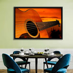 Sunset Acoustic Guitar Silhouette Wall Art