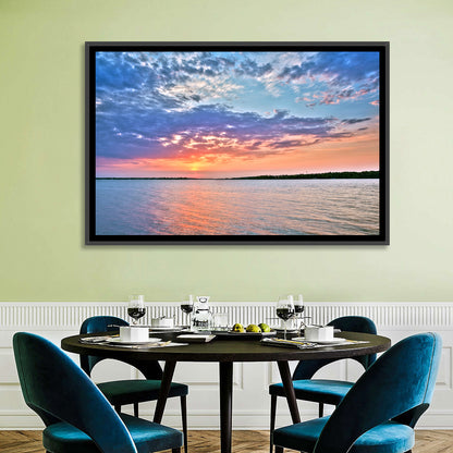 Cloudy Lake Sunset Wall Art