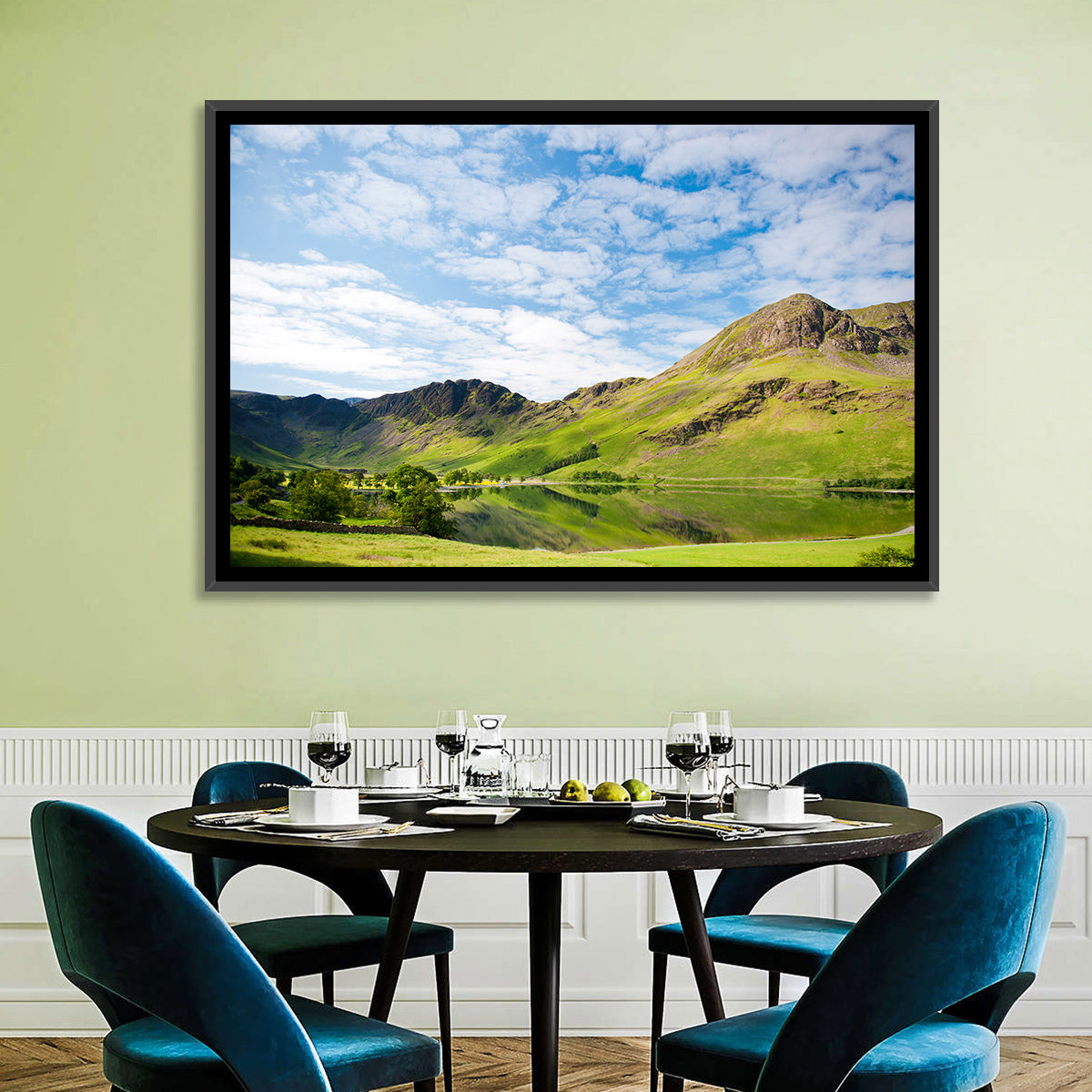 Haystacks Reflection at Buttermere Wall Art in a room, landscape