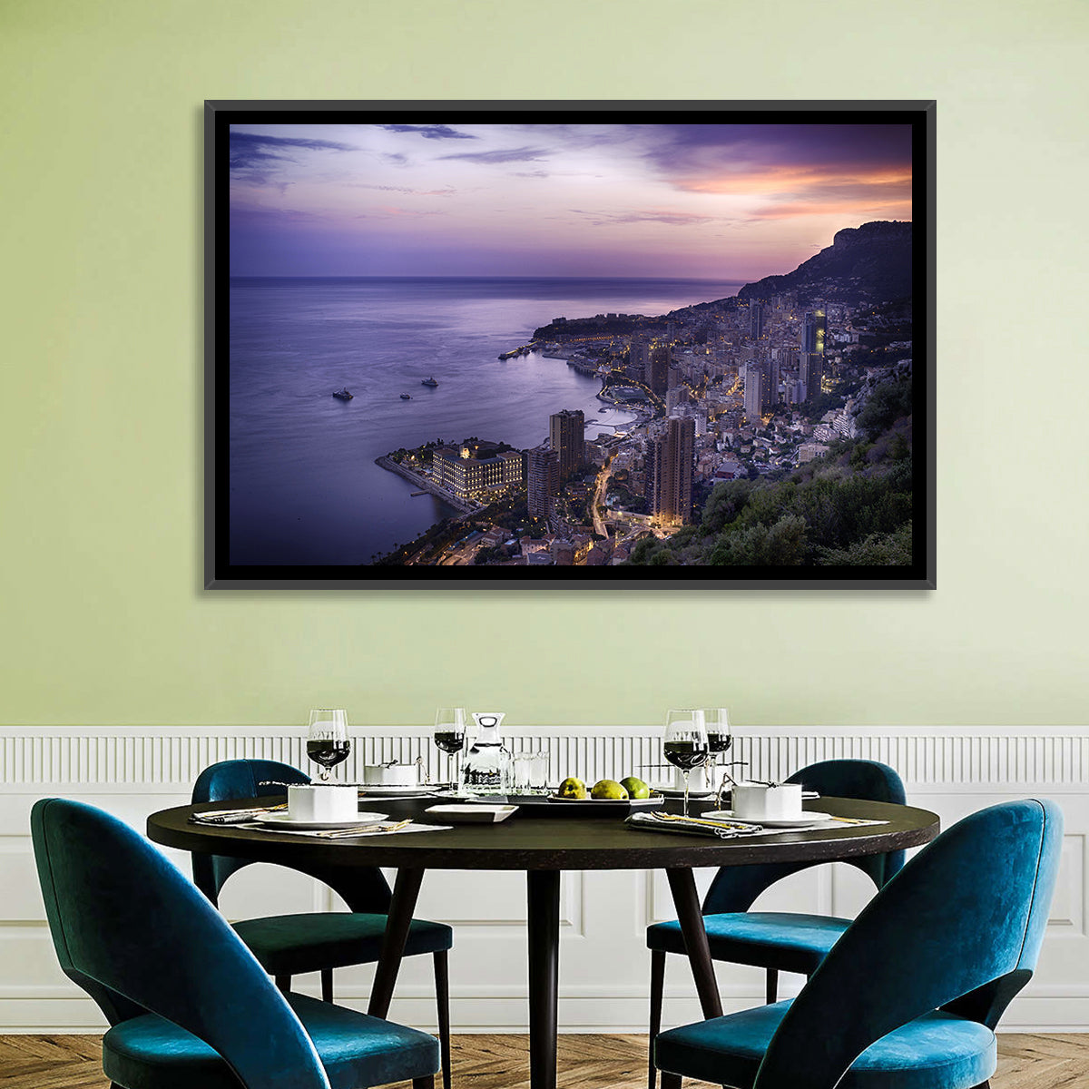 Monte Carlo at Dusk Wall Art in a room, landscape