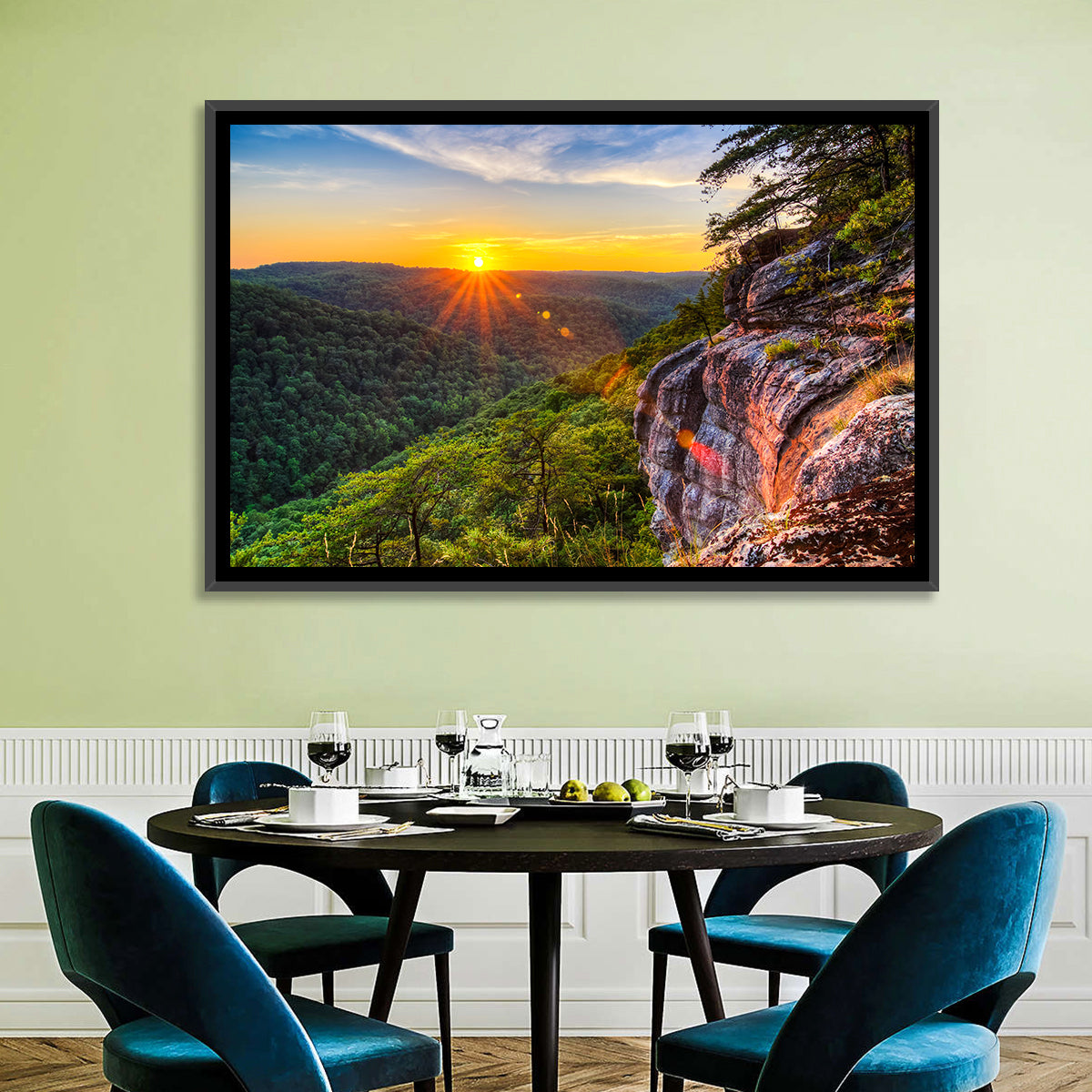 Big South Fork Gorge Sunset Wall Art in a room, landscape