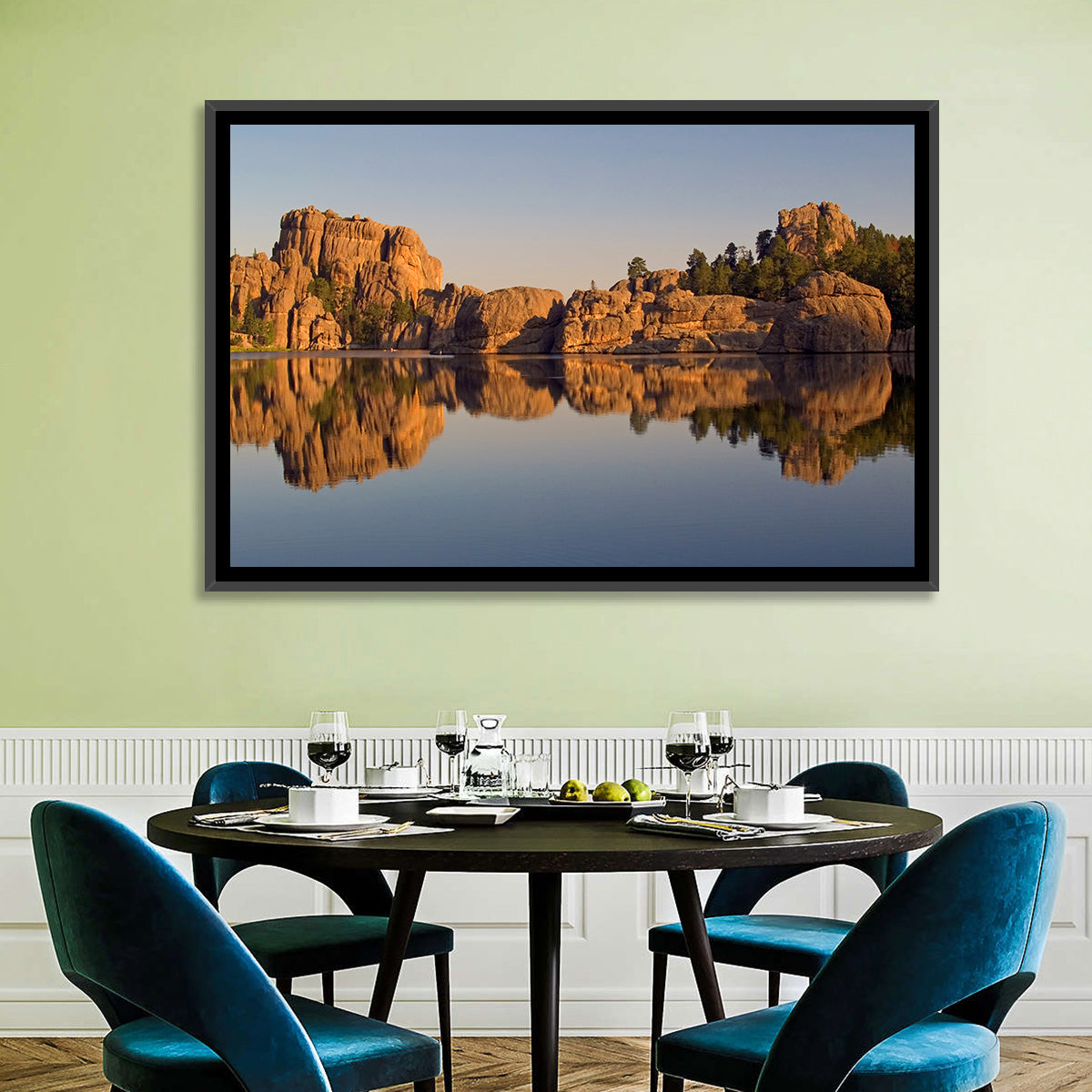 Sylvan Lake Reflection Wall Art in a room, landscape