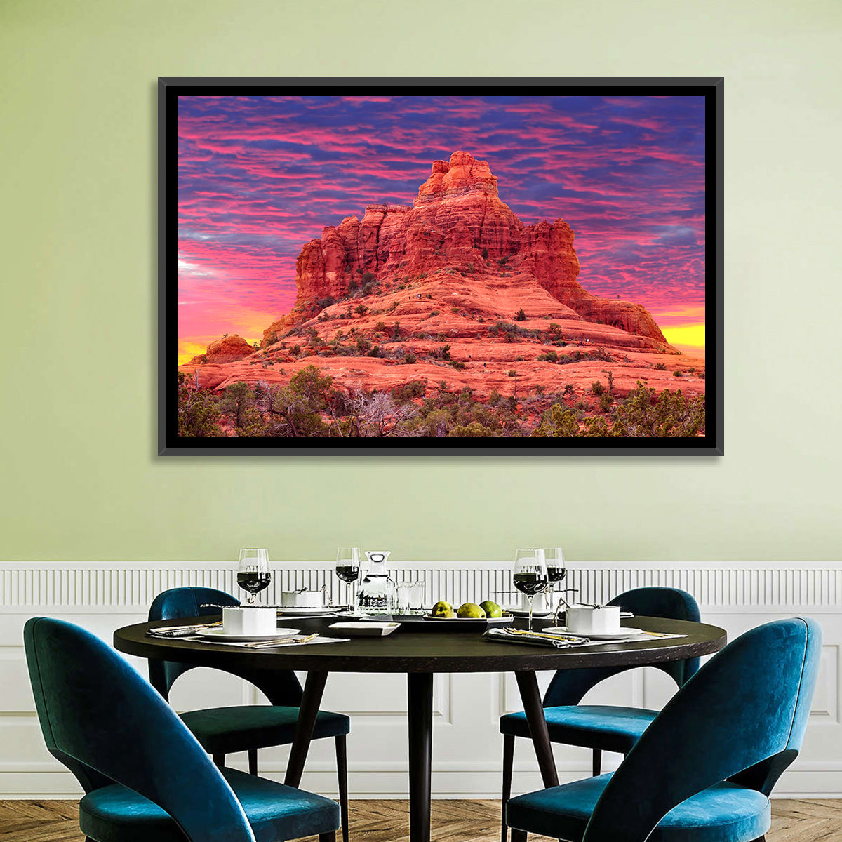 Bell Rock Sunset, Sedona Wall Art in a room, landscape