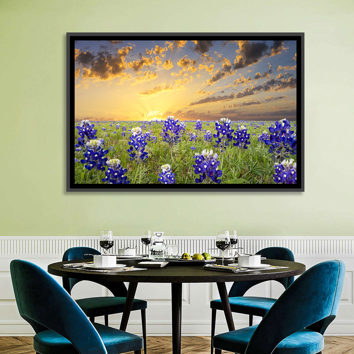 Bluebonnet Field at Sunset Wall Art