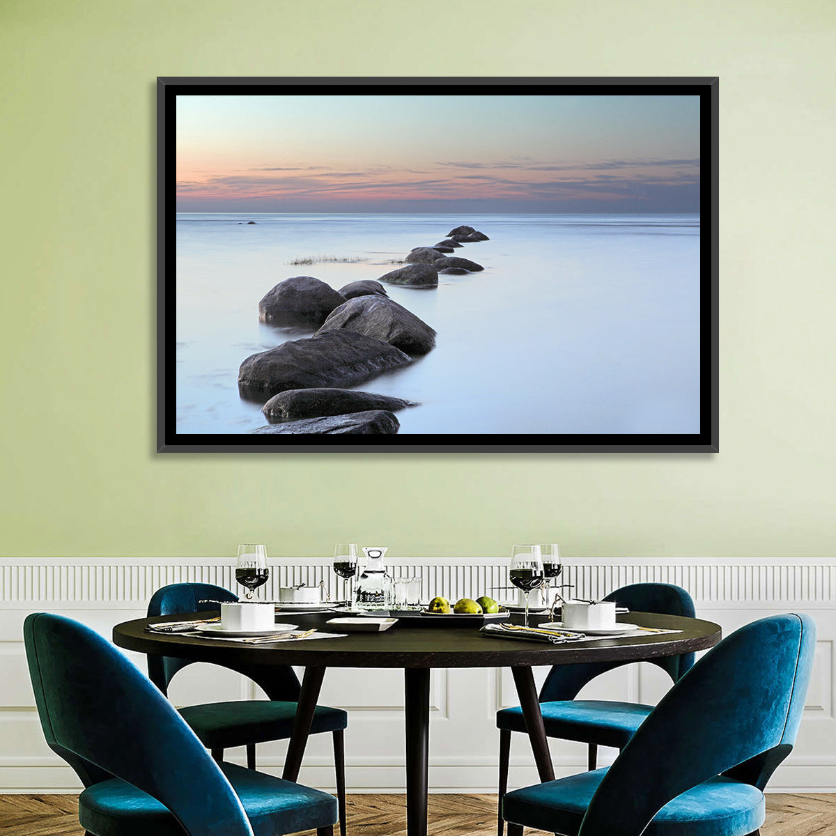 Baltic Sea Stones Wall Art in a room, landscape