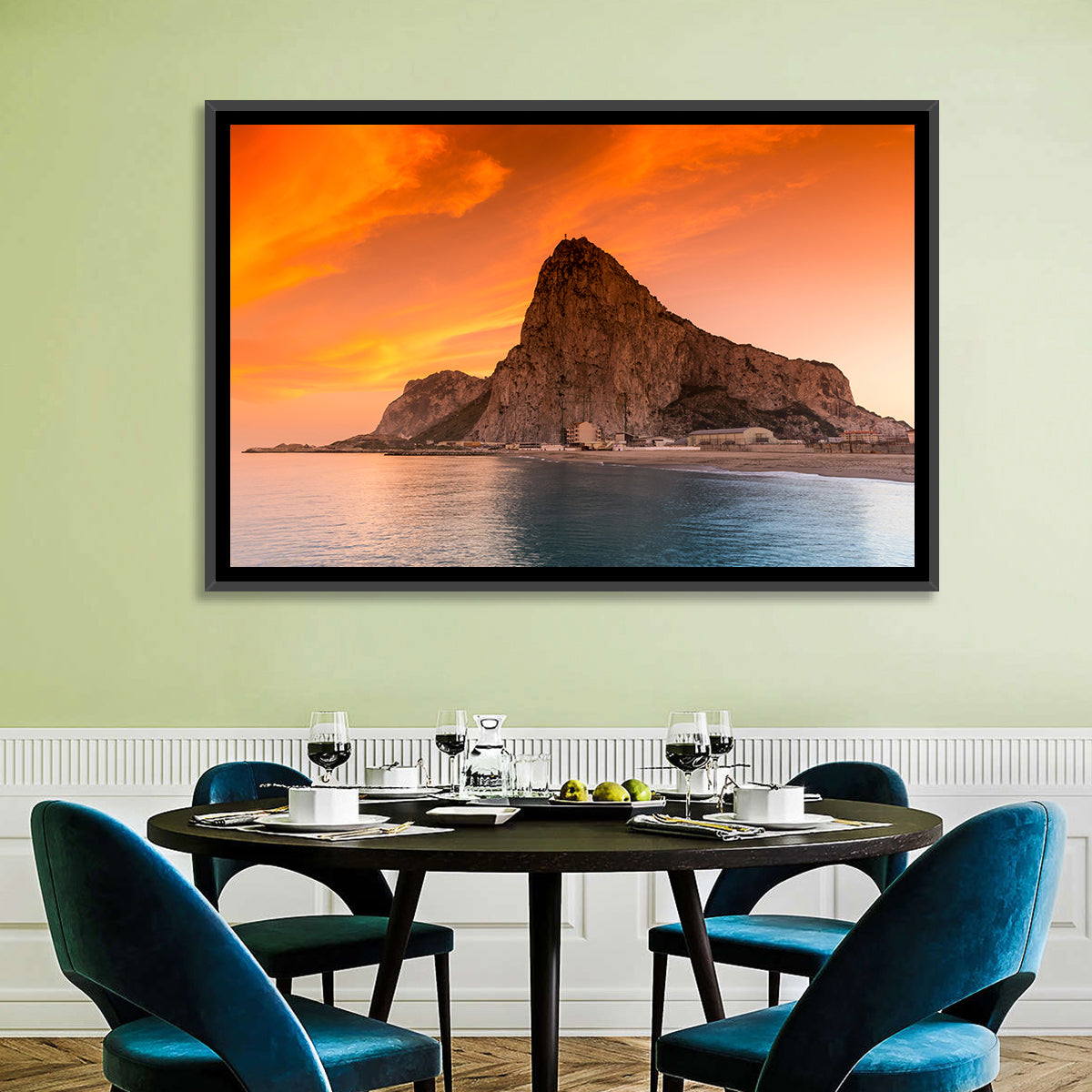 Rock of Gibraltar at Sunset Wall Art in a room, landscape