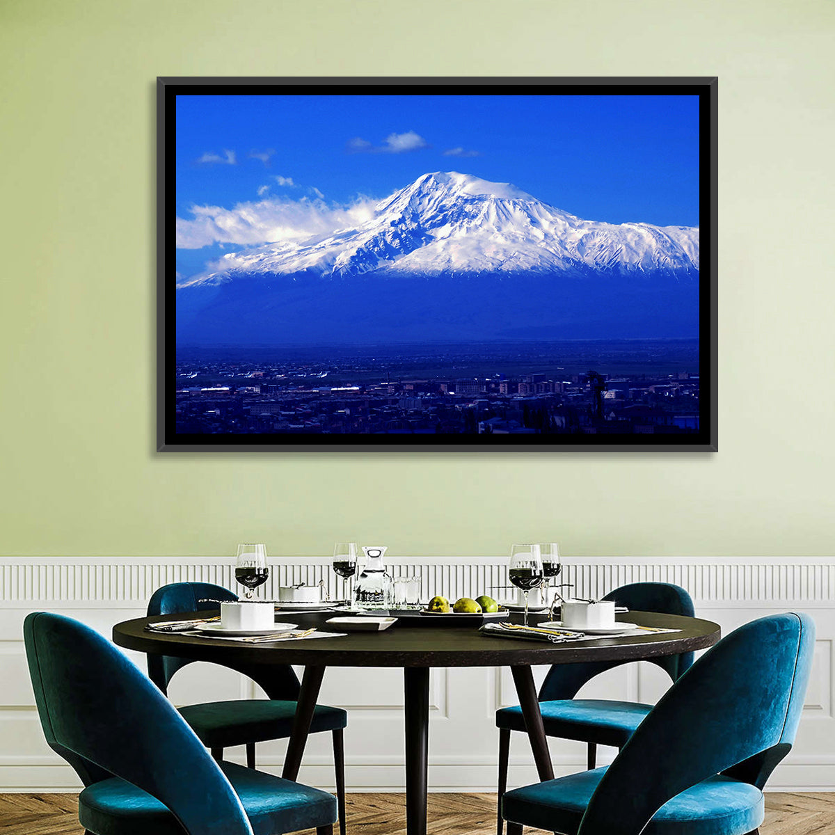 Mount Ararat Over Yerevan Wall Art in a room, landscape