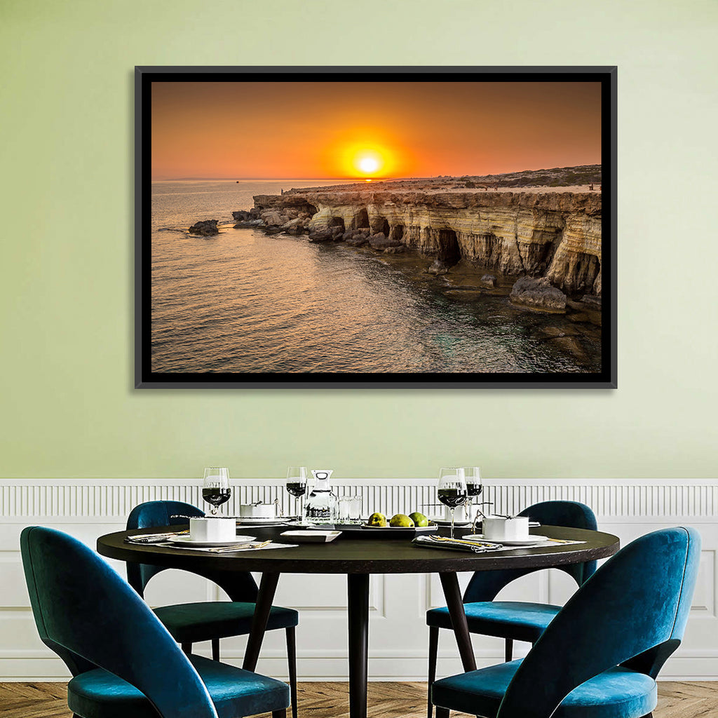 Sunset Over Sea Caves Wall Art