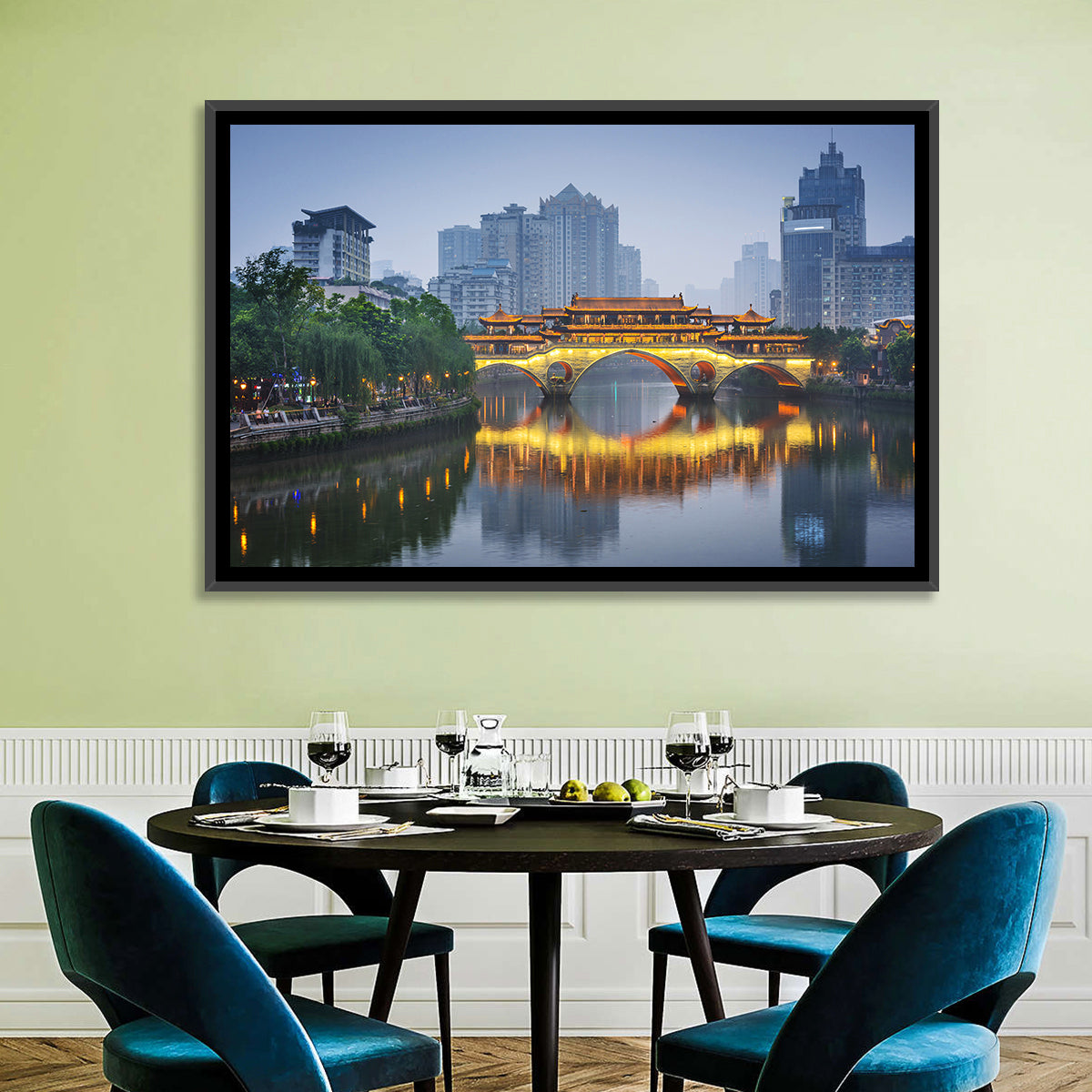 Anshun Bridge at Twilight Wall Art in a room, landscape