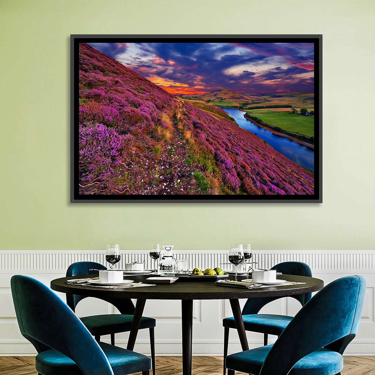 Pentland Hills Heather, Edinburgh Wall Art in a room, landscape