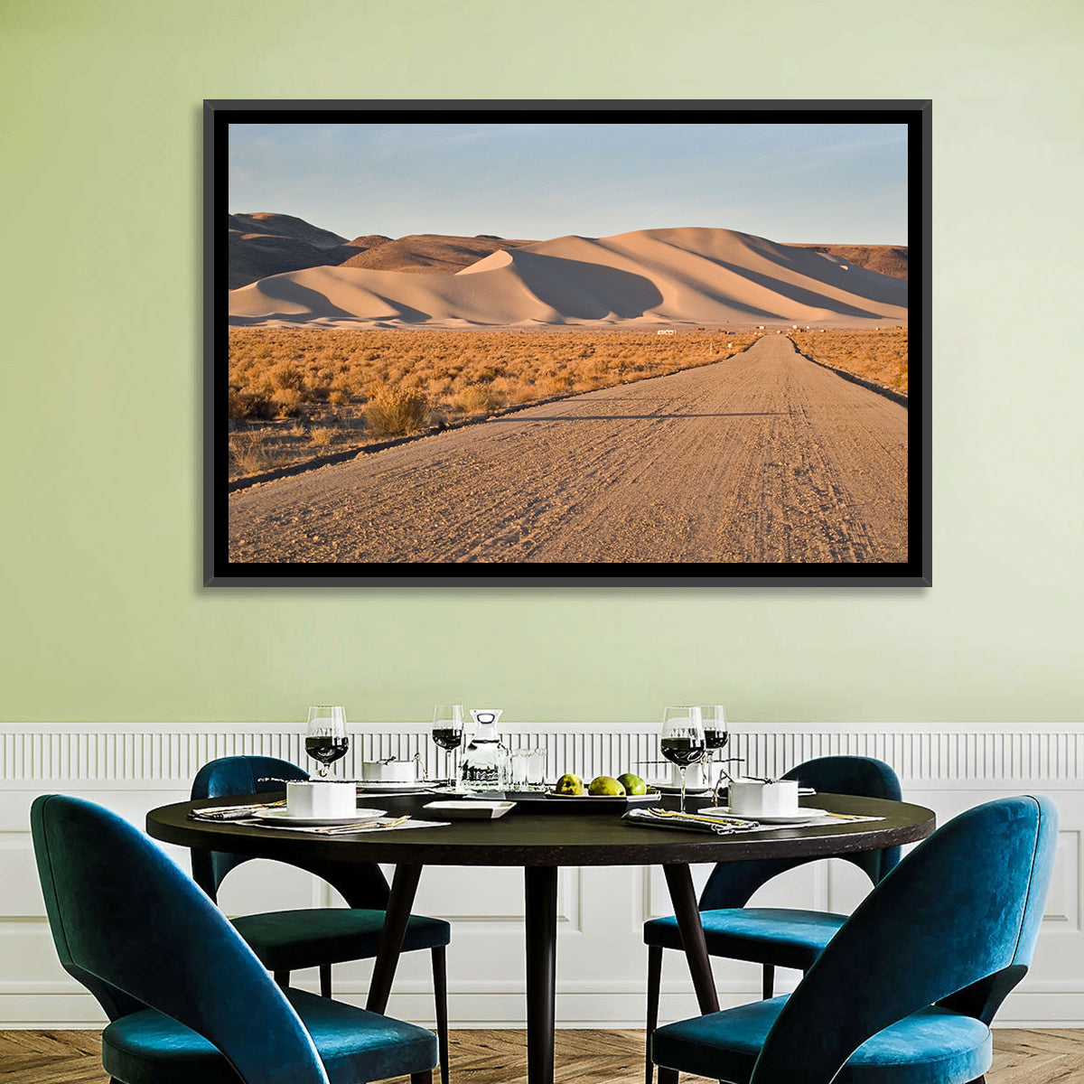 Sand Mountain Dune Road Wall Art in a room, landscape